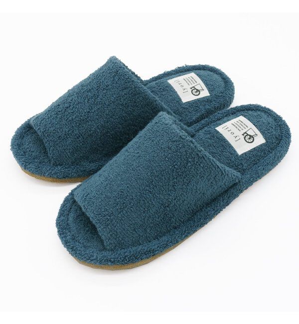 TOKYO DESIGN CHANNEL「yori パイル外縫いスリッパ M」|ルームシューズ|ブルー
