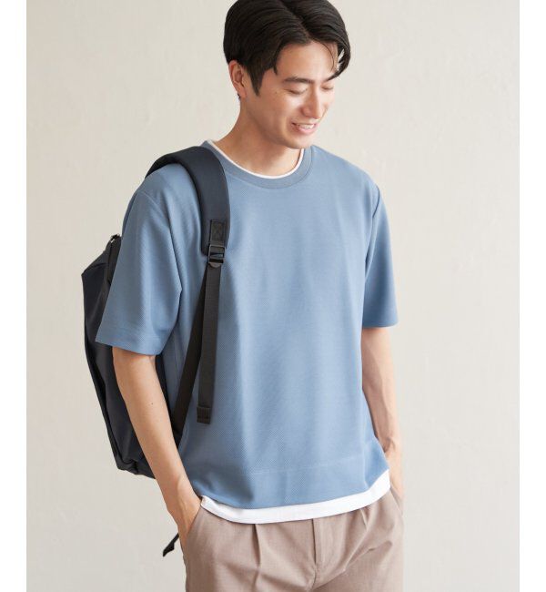 ikka「【吸水速乾】ドライ鹿の子レイヤードTシャツ5分袖」|Tシャツ・カットソー|