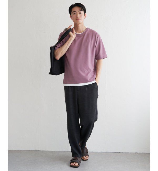 ikka「【吸水速乾】ドライ鹿の子レイヤードTシャツ5分袖」|Tシャツ・カットソー|