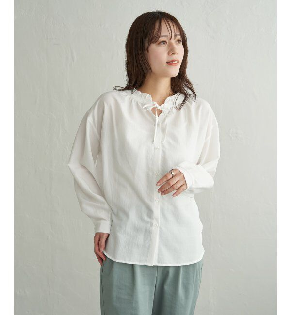 ikka「襟フリルリボン2WAYブラウス」|シャツ・ブラウス|オフホワイト