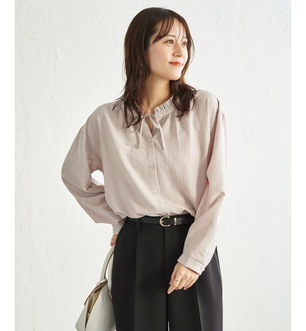 ikka「襟フリルリボン2WAYブラウス」|シャツ・ブラウス|グレージュ