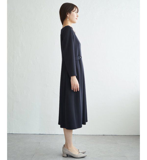 IKKA LOUNGE「カットジョーゼットウエストタブワンピース」|ドレス|