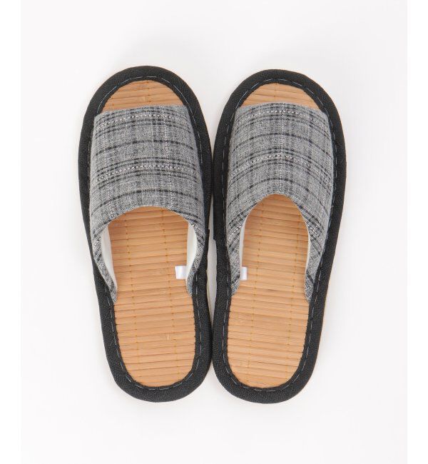 Lbc with Life「茶竹チェック柄スリッパ」|ルームシューズ|