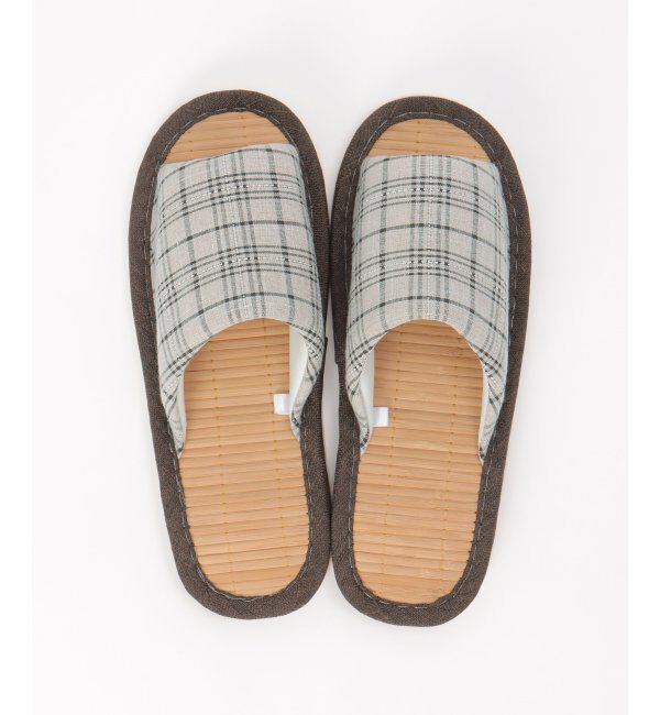 Lbc with Life「茶竹チェック柄スリッパ」|ルームシューズ|