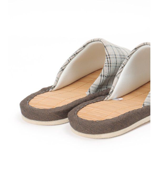 Lbc with Life「茶竹チェック柄スリッパ」|ルームシューズ|