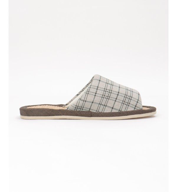 Lbc with Life「茶竹チェック柄スリッパ」|ルームシューズ|