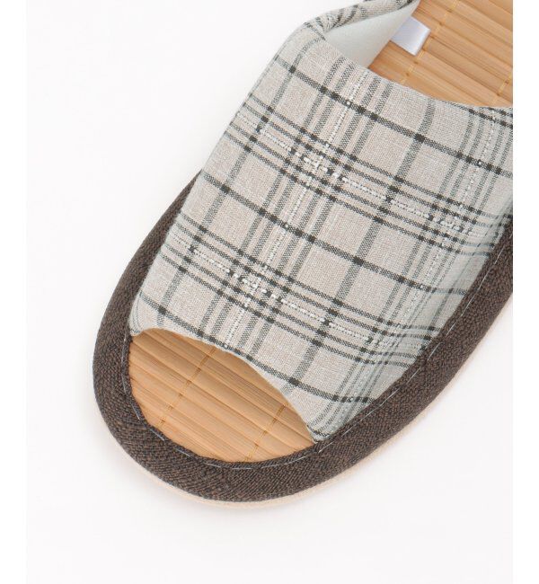 Lbc with Life「茶竹チェック柄スリッパ」|ルームシューズ|