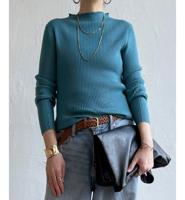 Lbc with Life「エリフリルリブニット」|カーディガン|ターコイズブルー