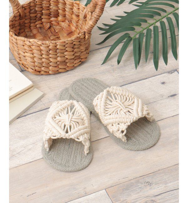 Lbc with Life「マクラメコットンサンダル」|ルームシューズ|ホワイト