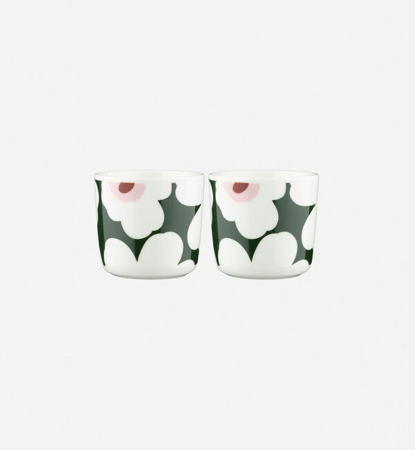 Marimekko「【日本限定】Unikko コーヒーカップセット（ハンドルなし）200ml」|その他|ﾎﾜｲﾄ&times;ﾀﾞｰｸｸﾞﾘｰﾝ
