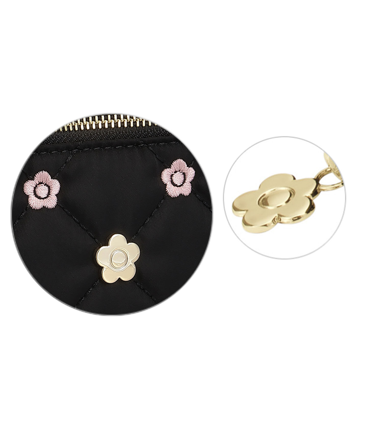 MARY QUANT「キルトデイジー刺繍 2ファスナーポーチ」|ポーチ|