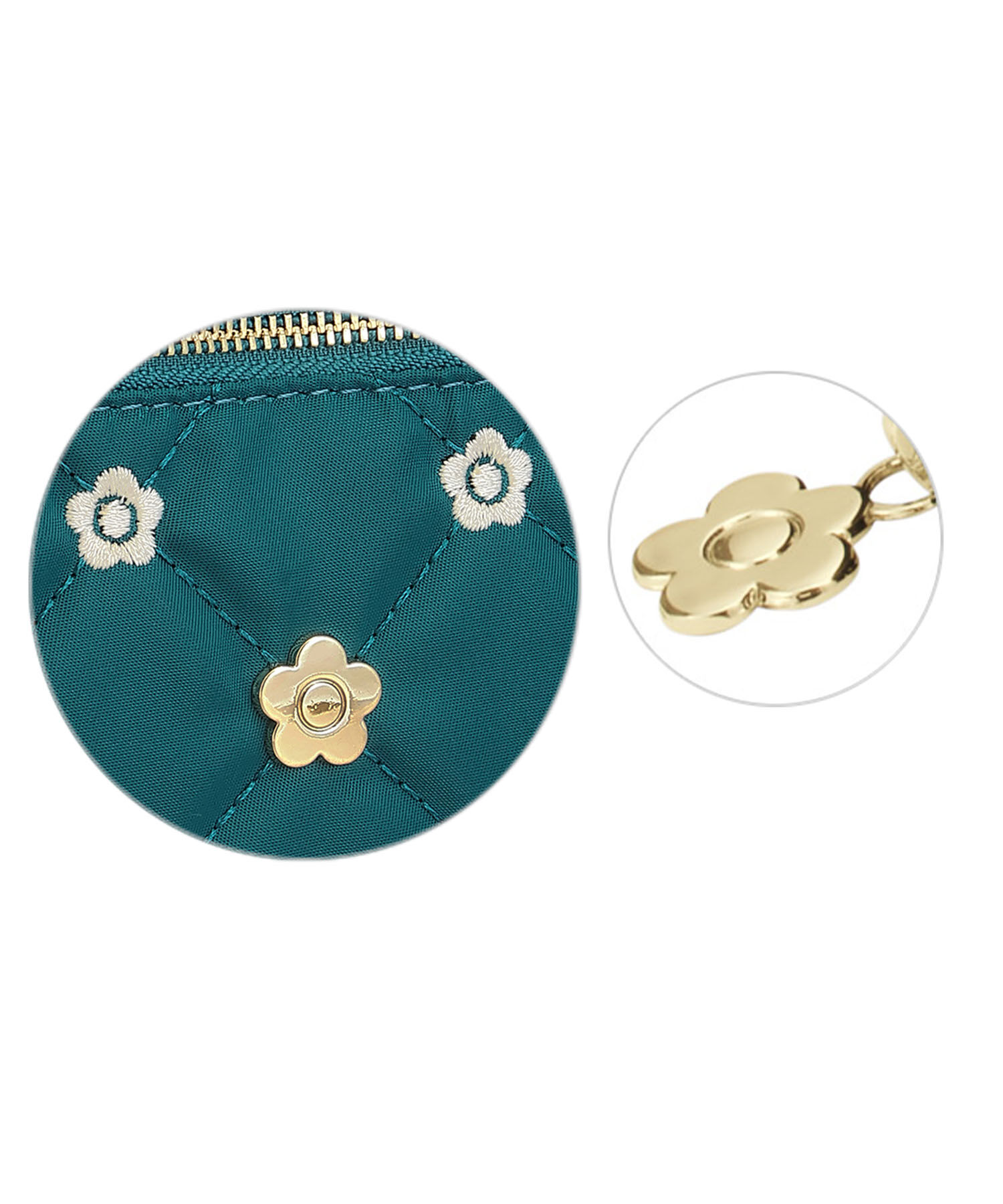 MARY QUANT「キルトデイジー刺繍 2ファスナーポーチ」|ポーチ|