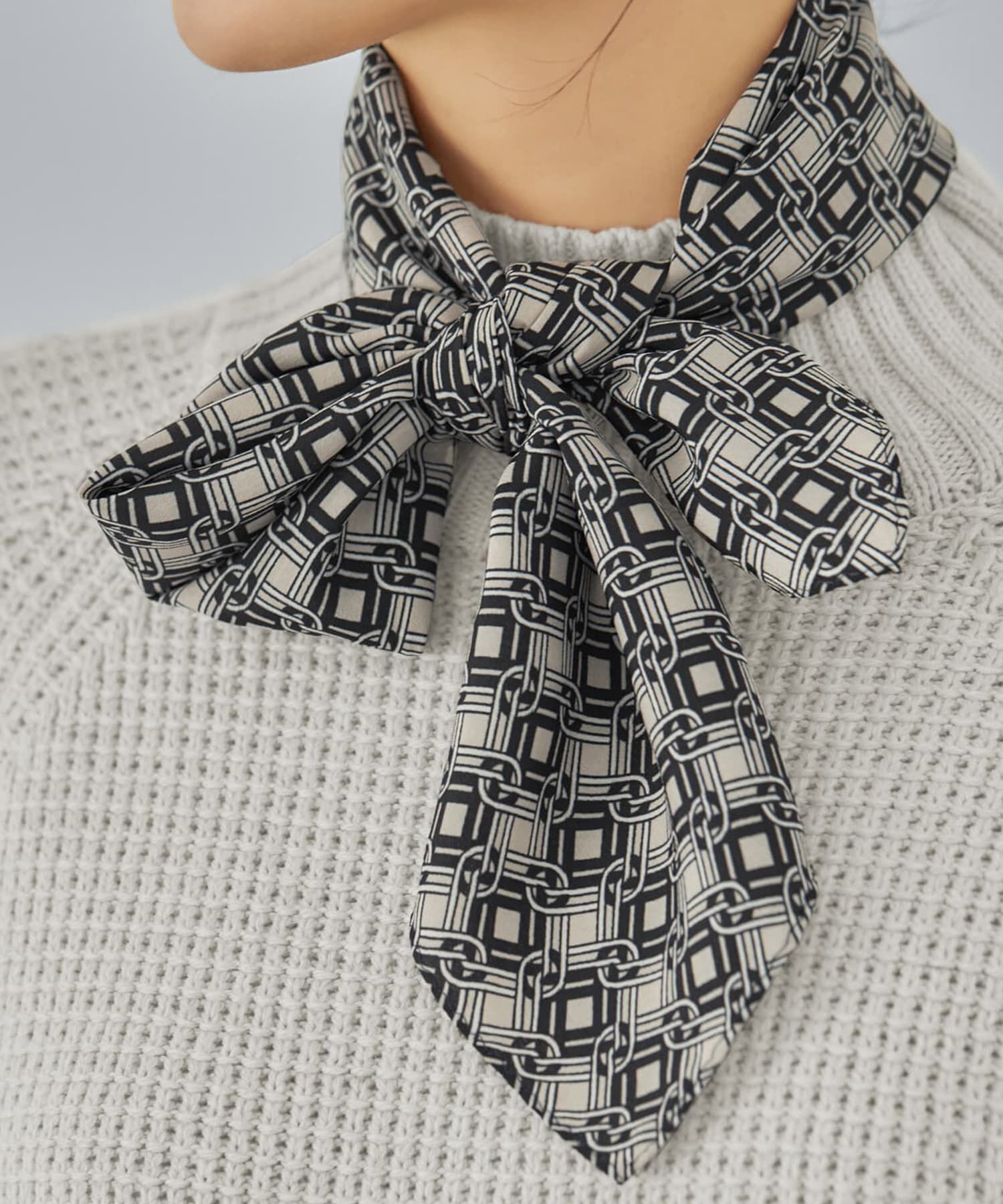 STYLE DELI「70cm正方形スカーフ／スクエアチェーン」|バンダナ・スカーフ|ベージュ