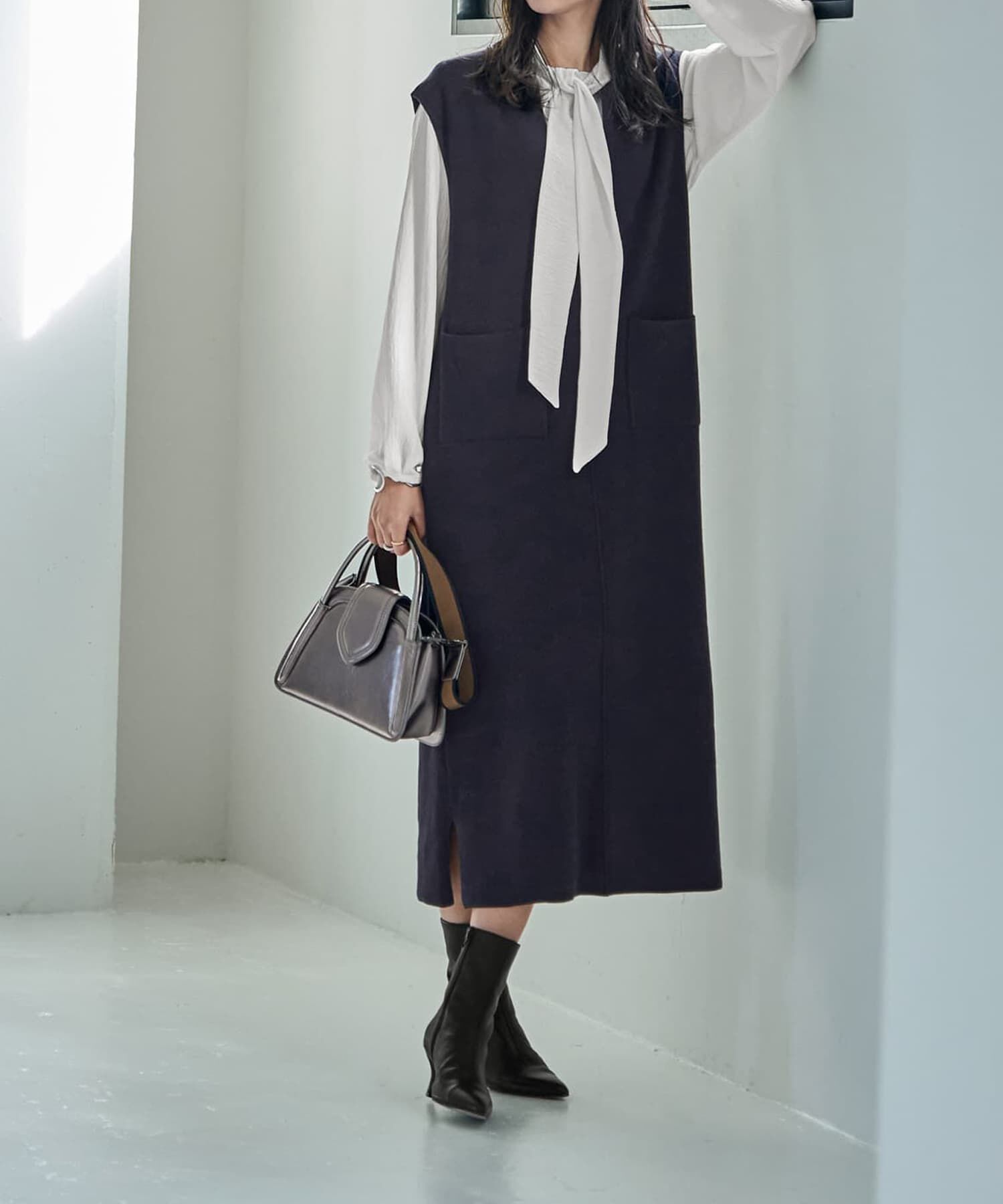 STYLE DELI「３シーズンコットン混紡◆ポケットジャンパースカート」|ジャンパースカート|ネイビー