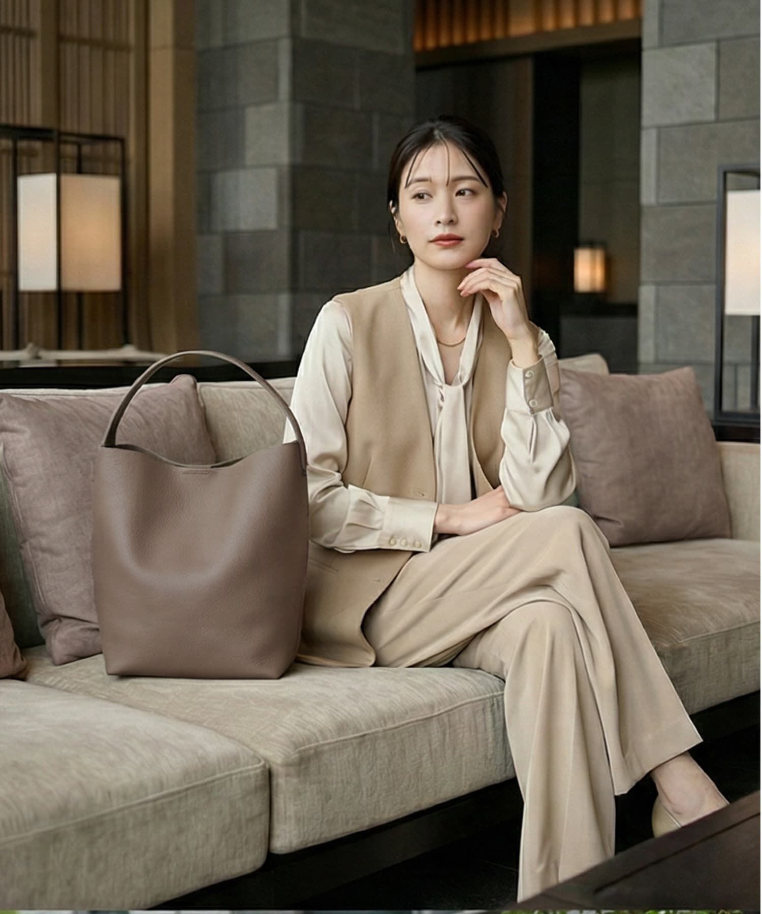 STYLE DELI「【DELI by】ミニマルバケットリアルレザーバッグ（ラージ）」|トートバッグ|