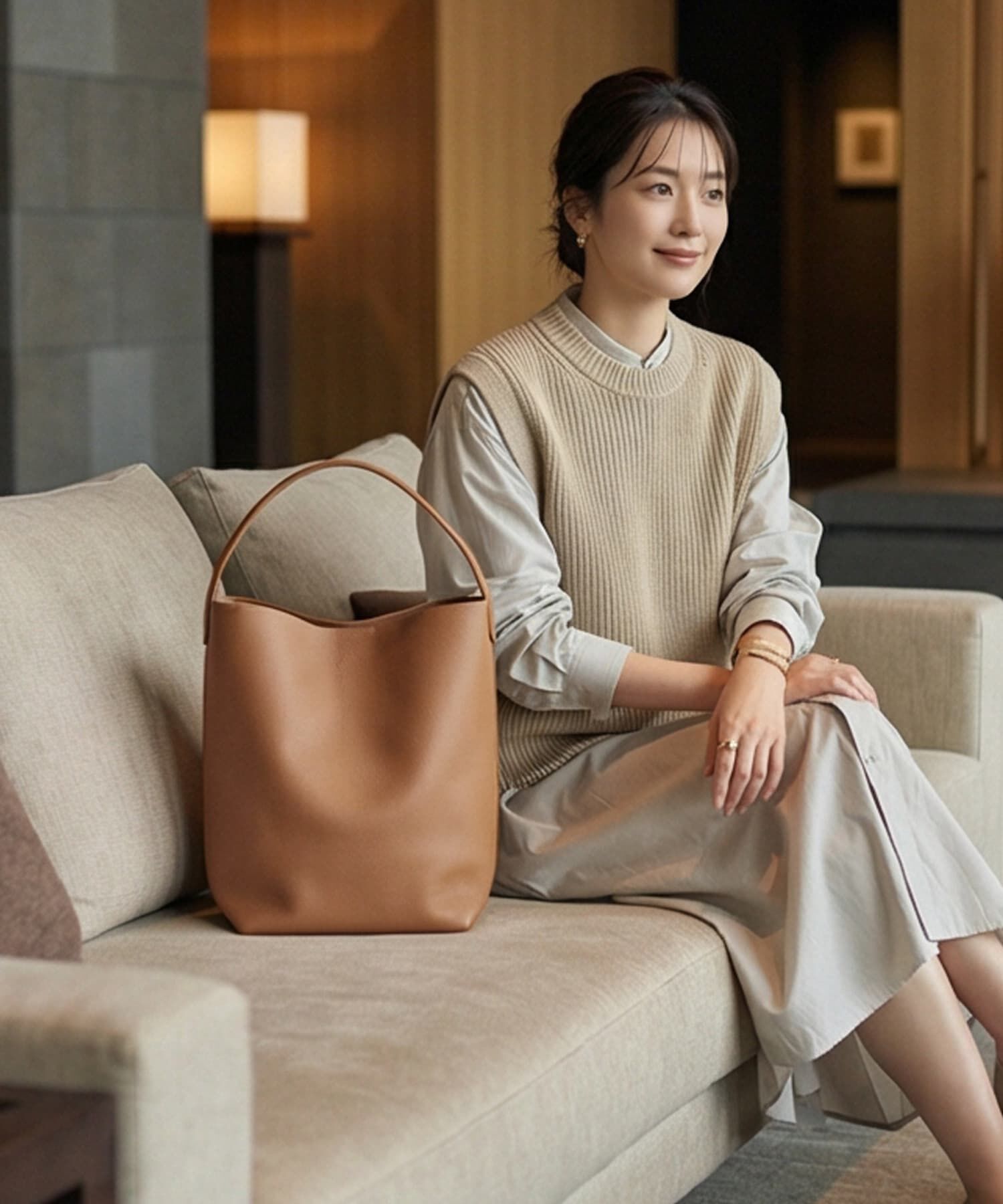 STYLE DELI「【DELI by】ミニマルバケットリアルレザーバッグ（ラージ）」|トートバッグ|