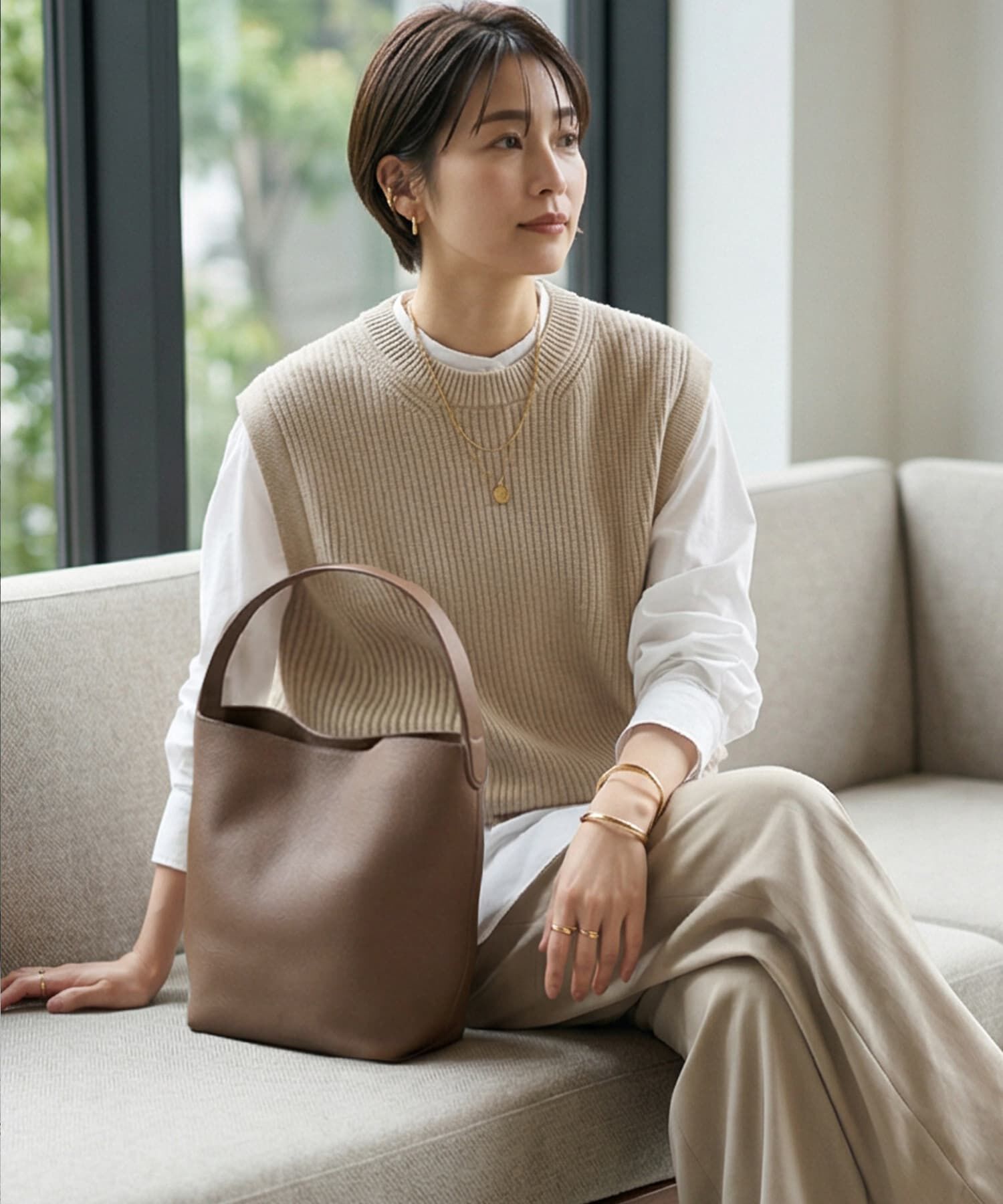 STYLE DELI「【DELI by】ミニマルバケットリアルレザーバッグ（レギュラー）」|トートバッグ|