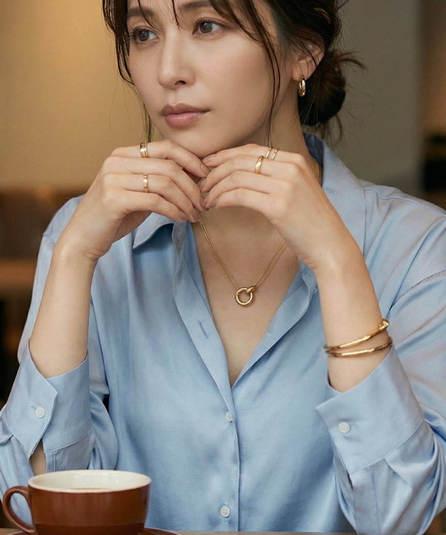 STYLE DELI「【DELI by】ダブルリングモチーフステンレスネックレス」|ネックレス|