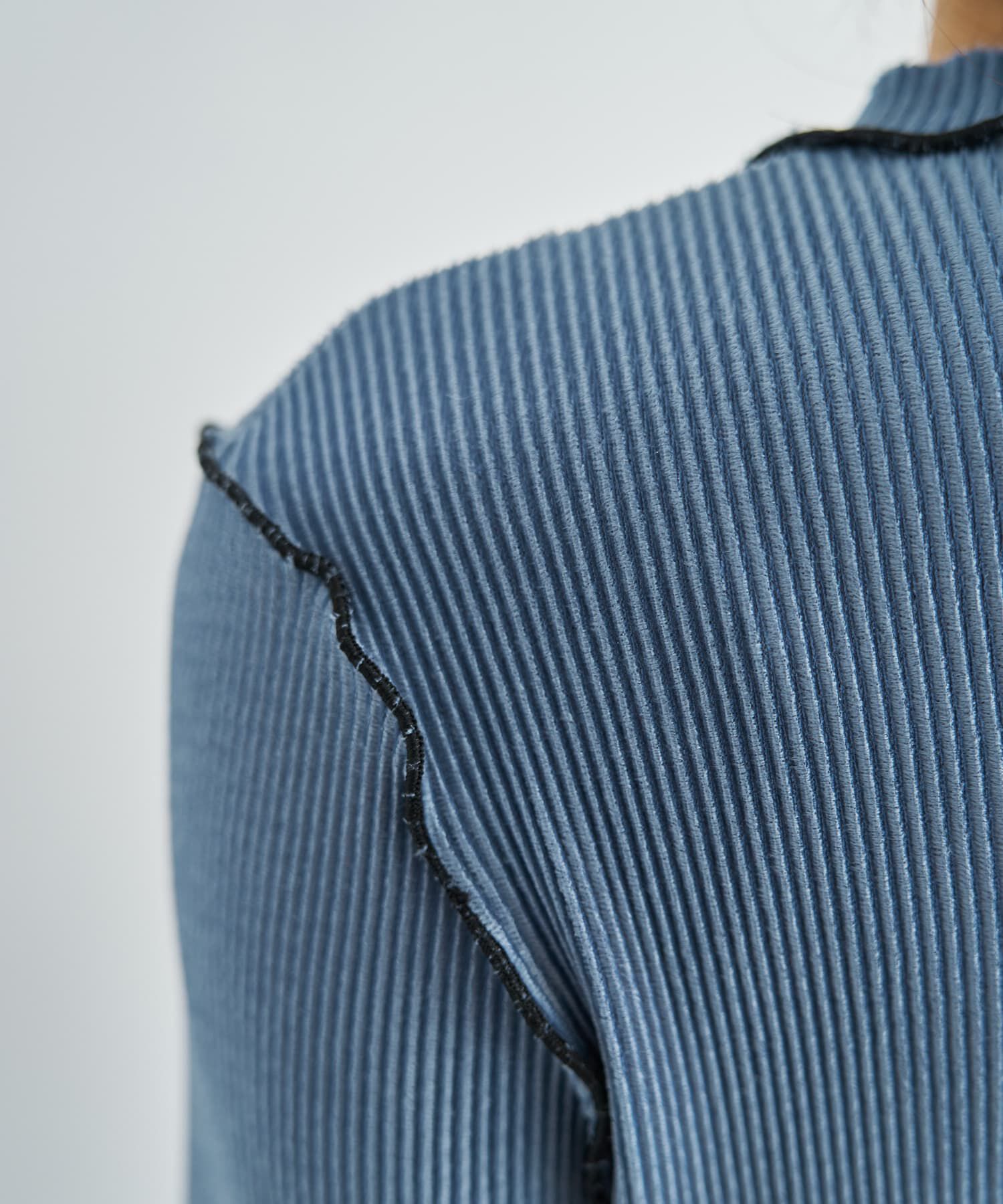 STYLE DELI「メロウリブ◆微光沢プリーツ調ライントップス」|Tシャツ・カットソー|