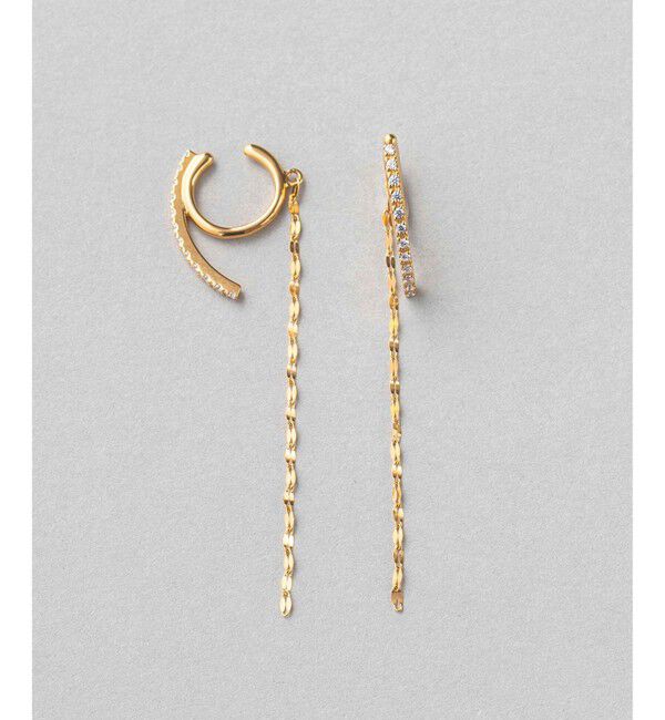 ete「ビジュー ロングチェーン イヤリング」|イヤリング|イエローゴールド