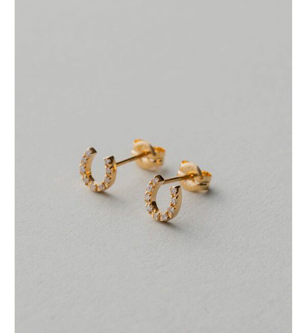 ete「K18YG ホースシュー ダイヤモンド ピアス」|ピアス|