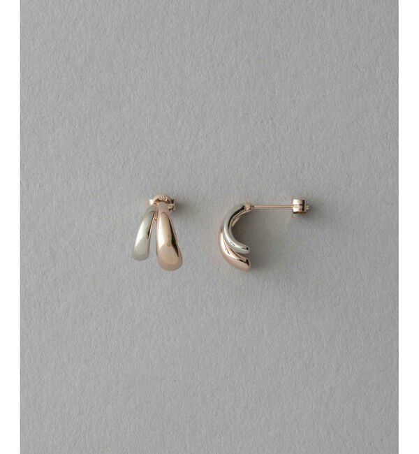 ete「バイカラー ダブルライン ピアス」|ピアス|ピンクゴールド
