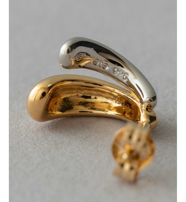 ete「バイカラー ダブルライン ピアス」|ピアス|