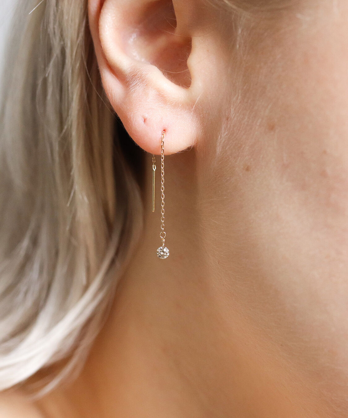  「シャンパンダイヤモンド 0.2ct ロング ピアス | K18 〈ヌーディー〉」|ピアス|Ｋ１８