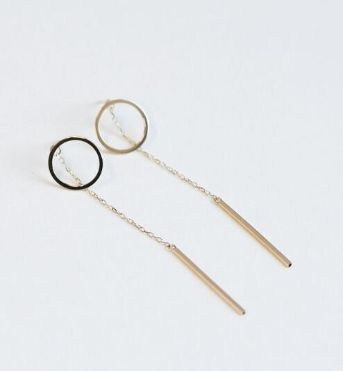  「ゴールド オープンサークル & ライン ピアス | K10YG」|ピアス|