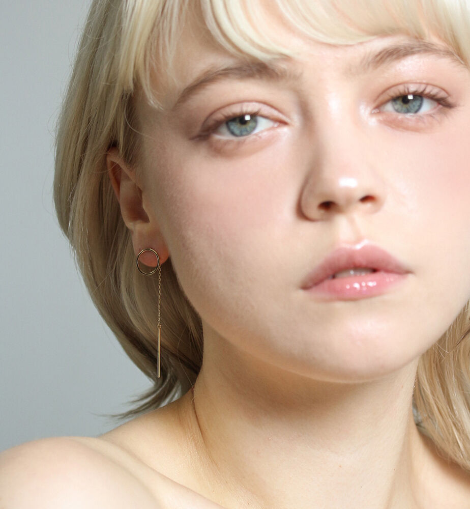  「ゴールド オープンサークル & ライン ピアス | K10YG」|ピアス|