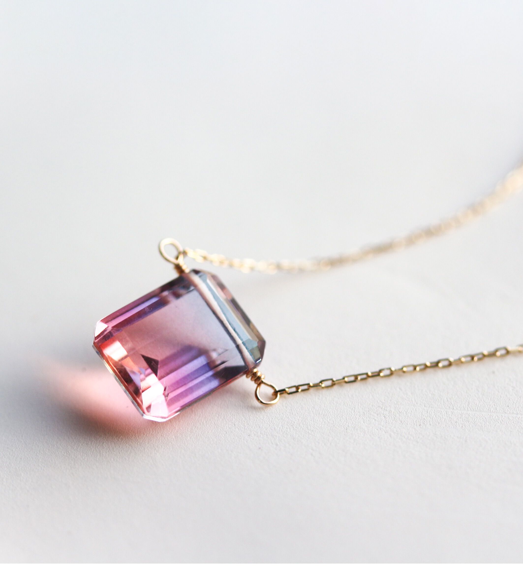  「バイカラー クリスタル ネックレス| K10YG」|ネックレス|