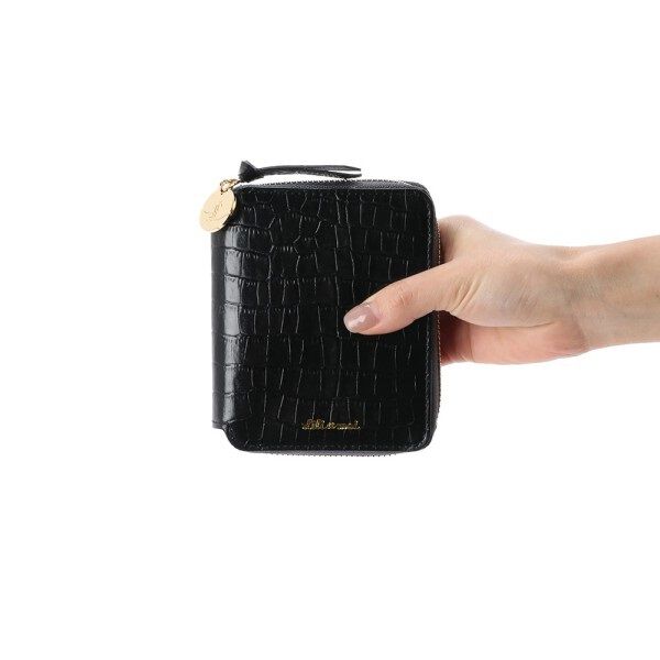  「メタルチャーム・２つ折りラウンド　ウォレット　／Ｌｉｌｉｅｔｍｏｉ」|財布|ブラック