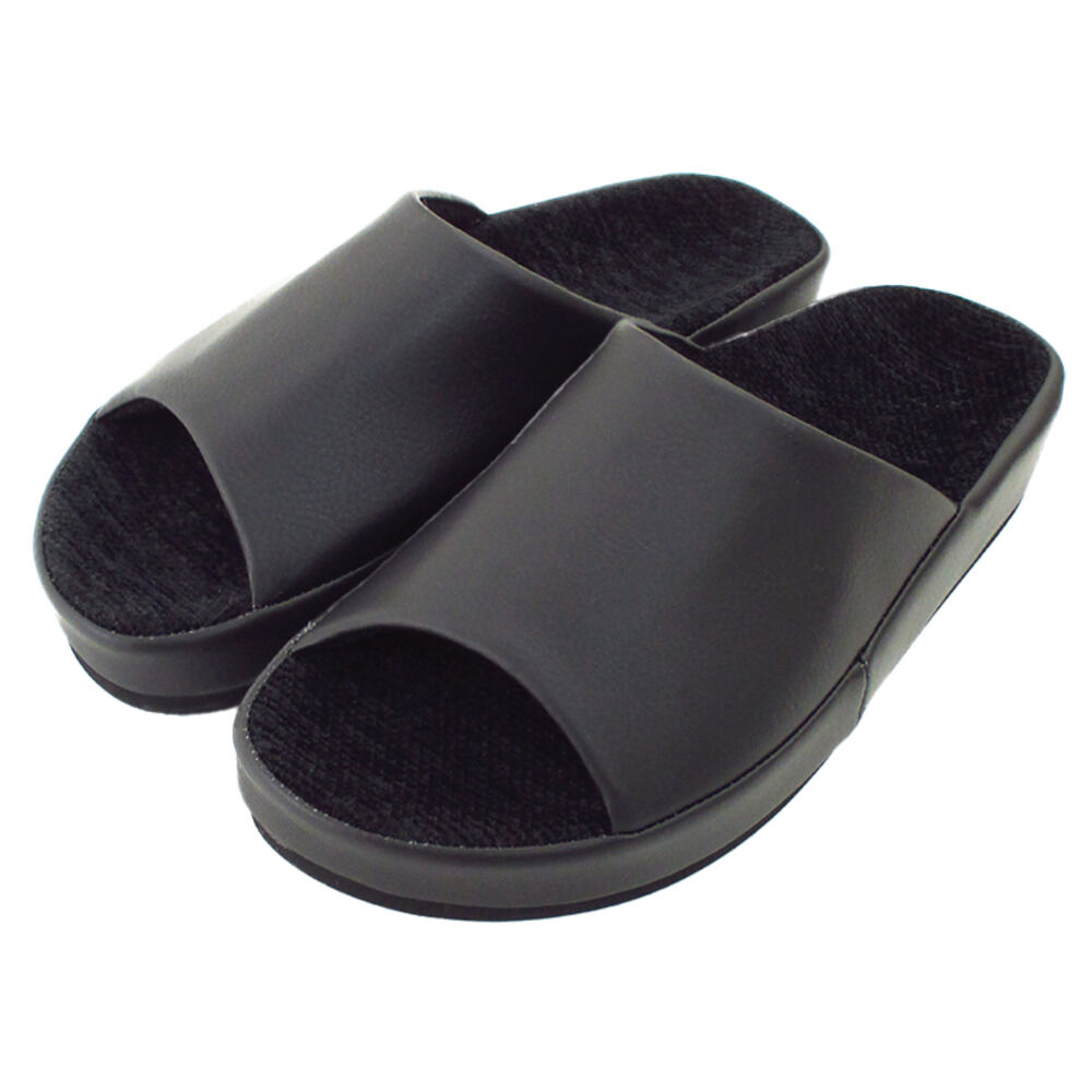 BACKYARD FAMILY「スリッパ 室内 おしゃれ 通販 日本製 フット快カラー 28cm 前あきスリッパ 前開きスリッパ」|ルームシューズ|ブラック1