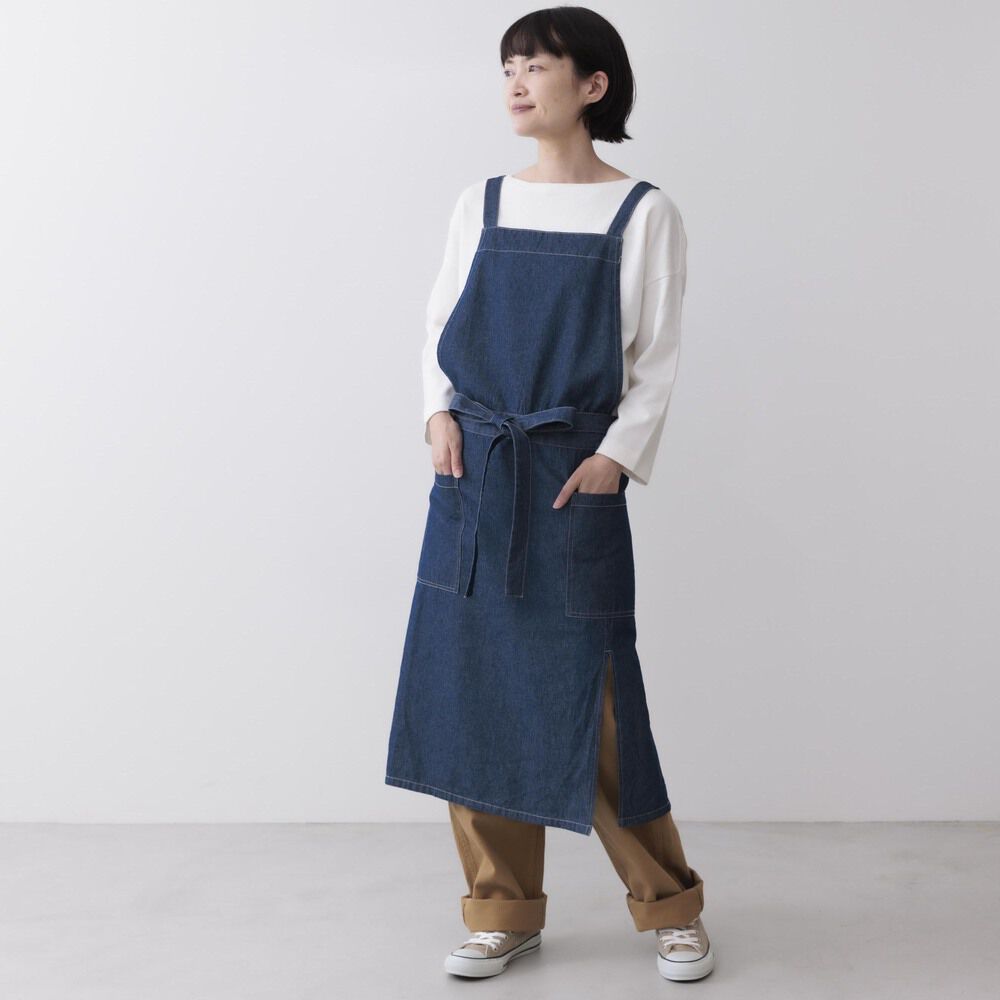 BACKYARD FAMILY「エプロン おしゃれ シンプル 通販 デニムエプロン ラップエプロン デニム レディース ポケット」|その他|ブルー1