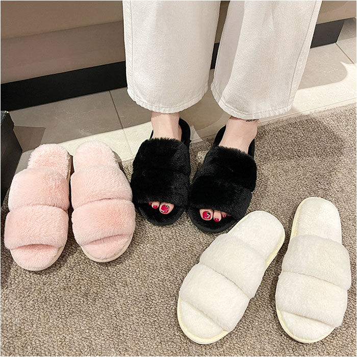 BACKYARD FAMILY「もこもこ スリッパ 通販 ルームシューズ ルームスリッパ 秋 冬用 前開きスリッパ ルームサンダル」|ルームシューズ|