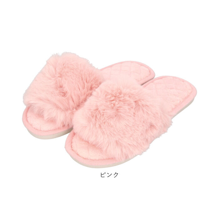 BACKYARD FAMILY「スリッパ おしゃれ 冬用 通販 ルームシューズ 冬 フェイク ファー レディース もこもこ」|ルームシューズ|