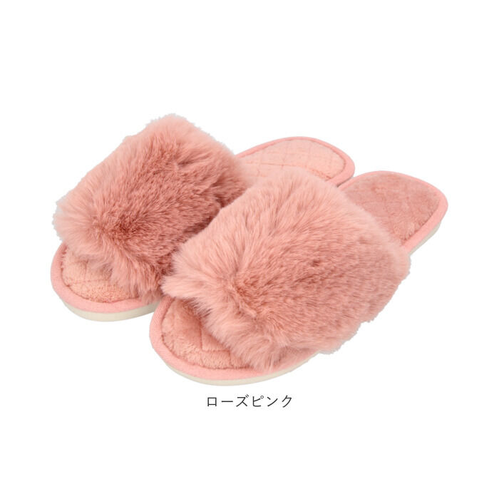 BACKYARD FAMILY「スリッパ おしゃれ 冬用 通販 ルームシューズ 冬 フェイク ファー レディース もこもこ」|ルームシューズ|