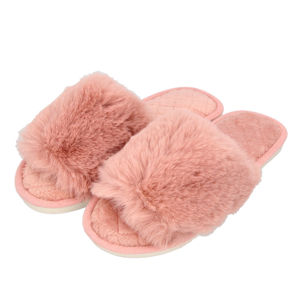 BACKYARD FAMILY「スリッパ おしゃれ 冬用 通販 ルームシューズ 冬 フェイク ファー レディース もこもこ」|ルームシューズ|ピンク2