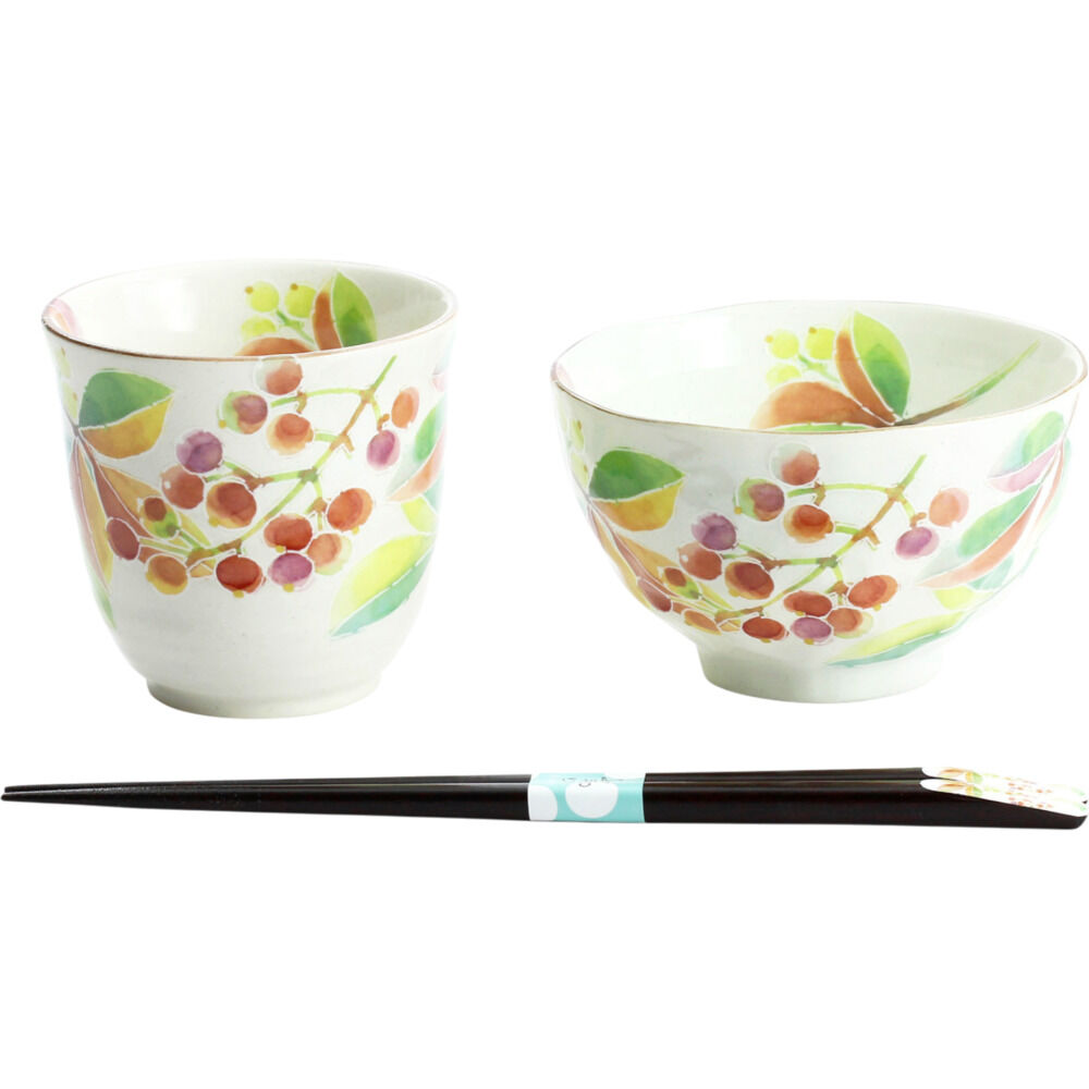 BACKYARD FAMILY「美濃焼 茶碗 湯呑 箸 セット 通販 花ものがたり 和藍 日本製 和食器セット 食器 飯椀 湯呑み」|食器・キッチングッズ|イエロー1