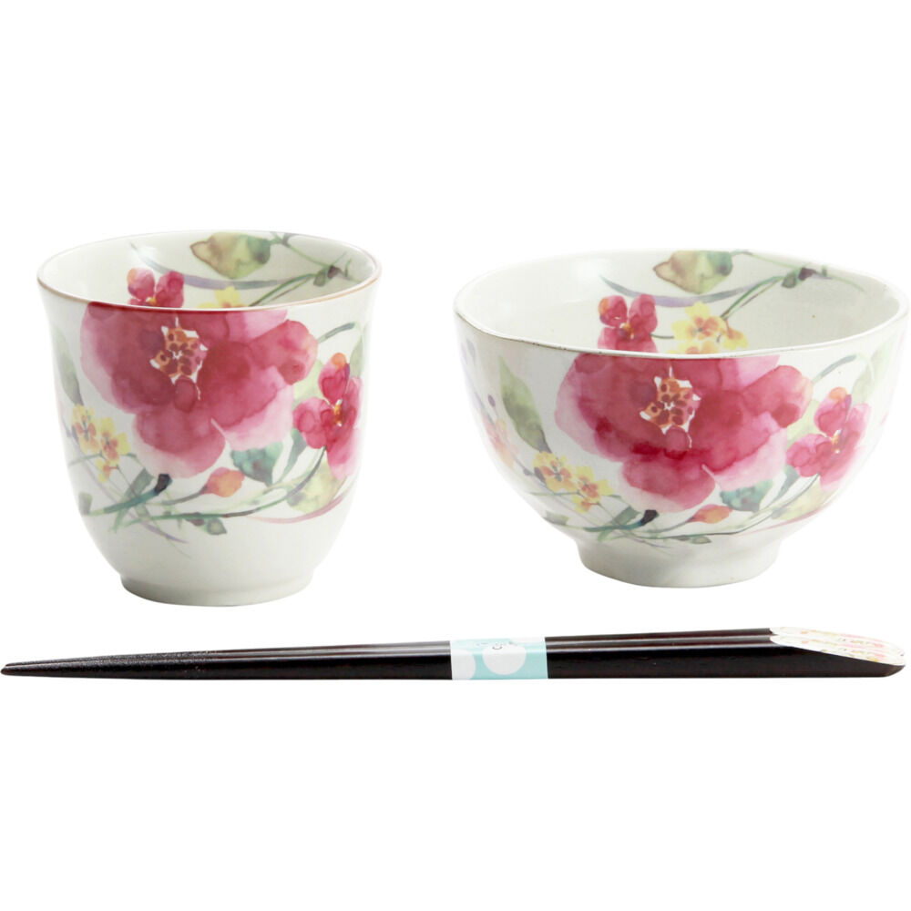 BACKYARD FAMILY「美濃焼 茶碗 湯呑 箸 セット 通販 花ものがたり 和藍 日本製 和食器セット 食器 飯椀 湯呑み」|食器・キッチングッズ|レッド2