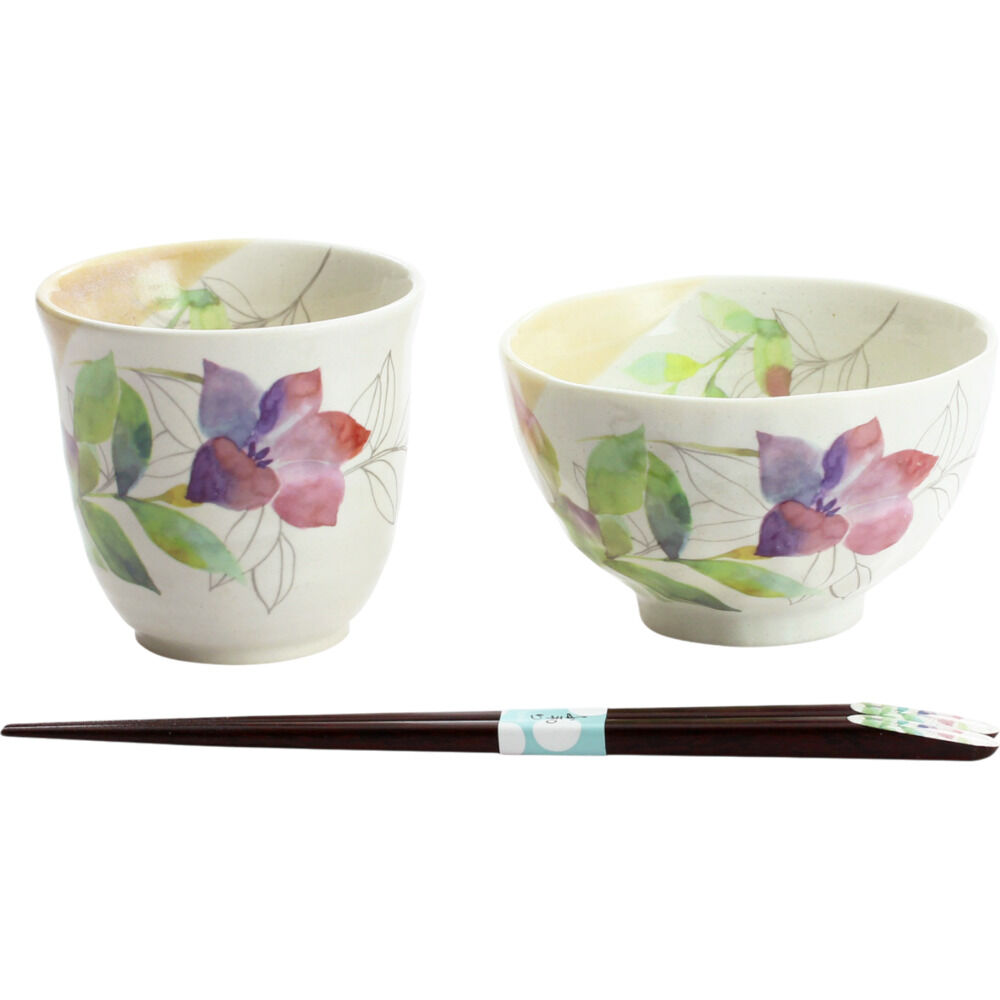 BACKYARD FAMILY「美濃焼 茶碗 湯呑 箸 セット 通販 花ものがたり 和藍 日本製 和食器セット 食器 飯椀 湯呑み」|食器・キッチングッズ|パープル2