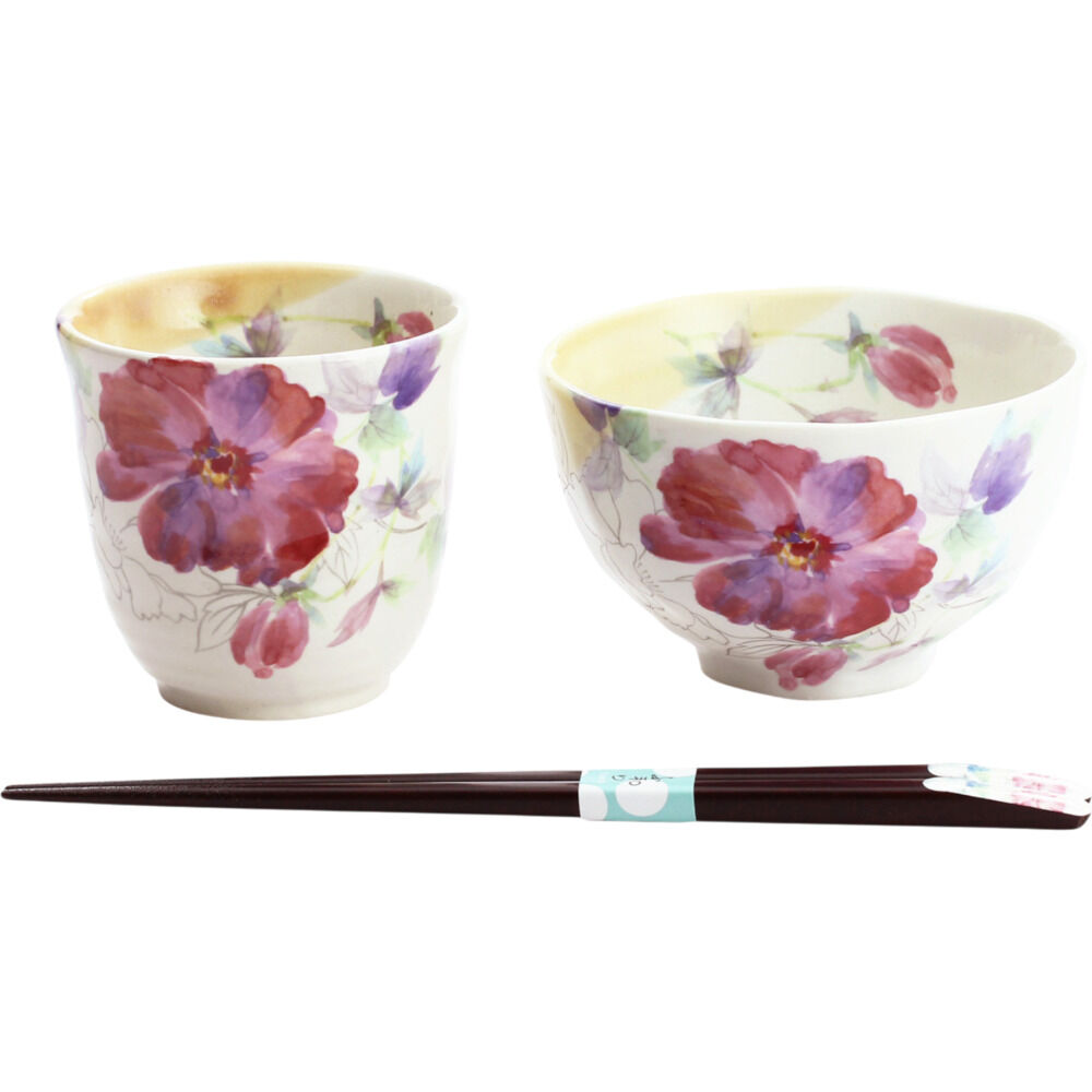 BACKYARD FAMILY「美濃焼 茶碗 湯呑 箸 セット 通販 花ものがたり 和藍 日本製 和食器セット 食器 飯椀 湯呑み」|食器・キッチングッズ|ピンク3