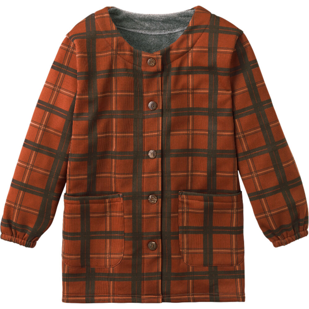 BACKYARD FAMILY「割烹着 暖かい 裏起毛 通販 かっぽう着 スモック 前開き 大人 エプロン レディース 長袖」|その他|レッド1