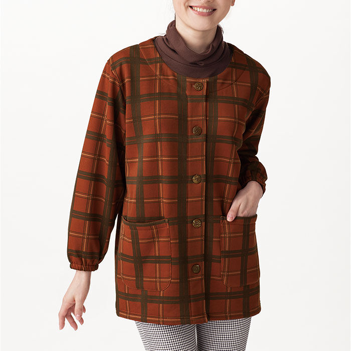 BACKYARD FAMILY「割烹着 暖かい 裏起毛 通販 かっぽう着 スモック 前開き 大人 エプロン レディース 長袖」|その他|