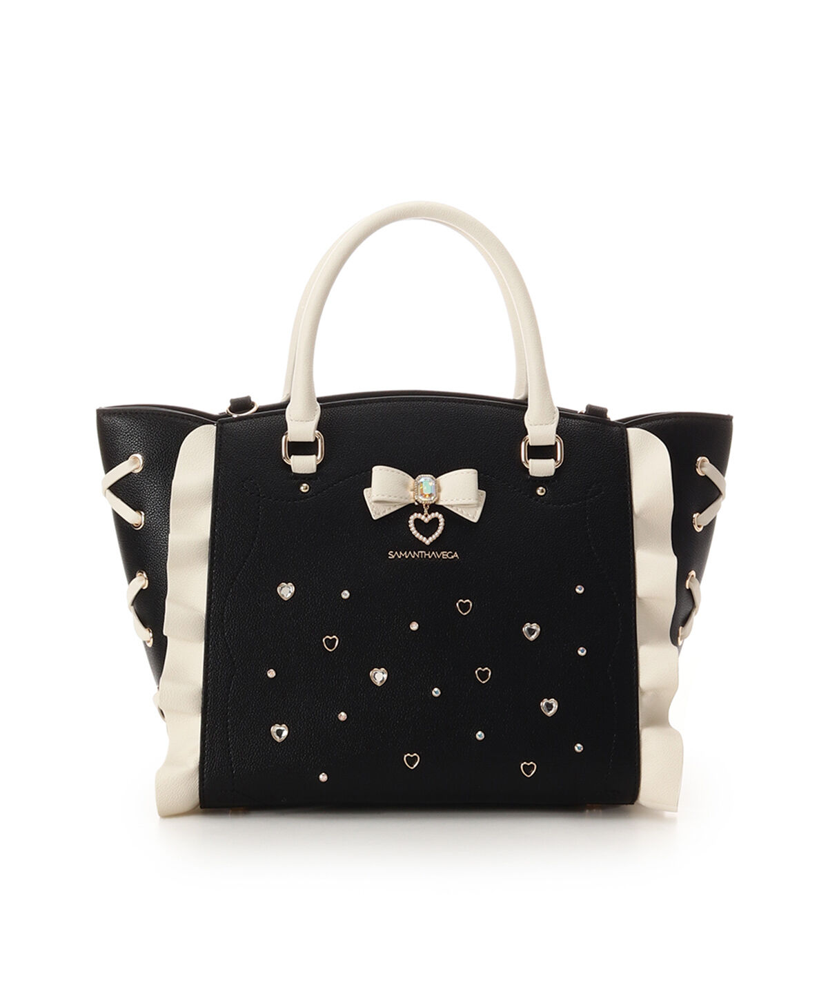 Samantha Vega「リボンジュエリーフラッター（小）」|ハンドバッグ|ブラック
