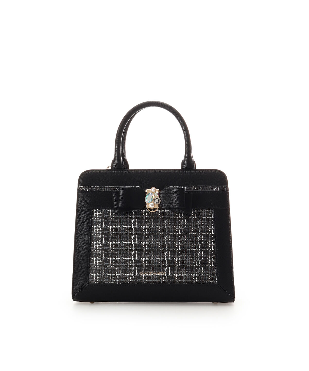 Samantha Vega「ツイードプリントジュエルリボンハンドバッグ」|ハンドバッグ|ブラック