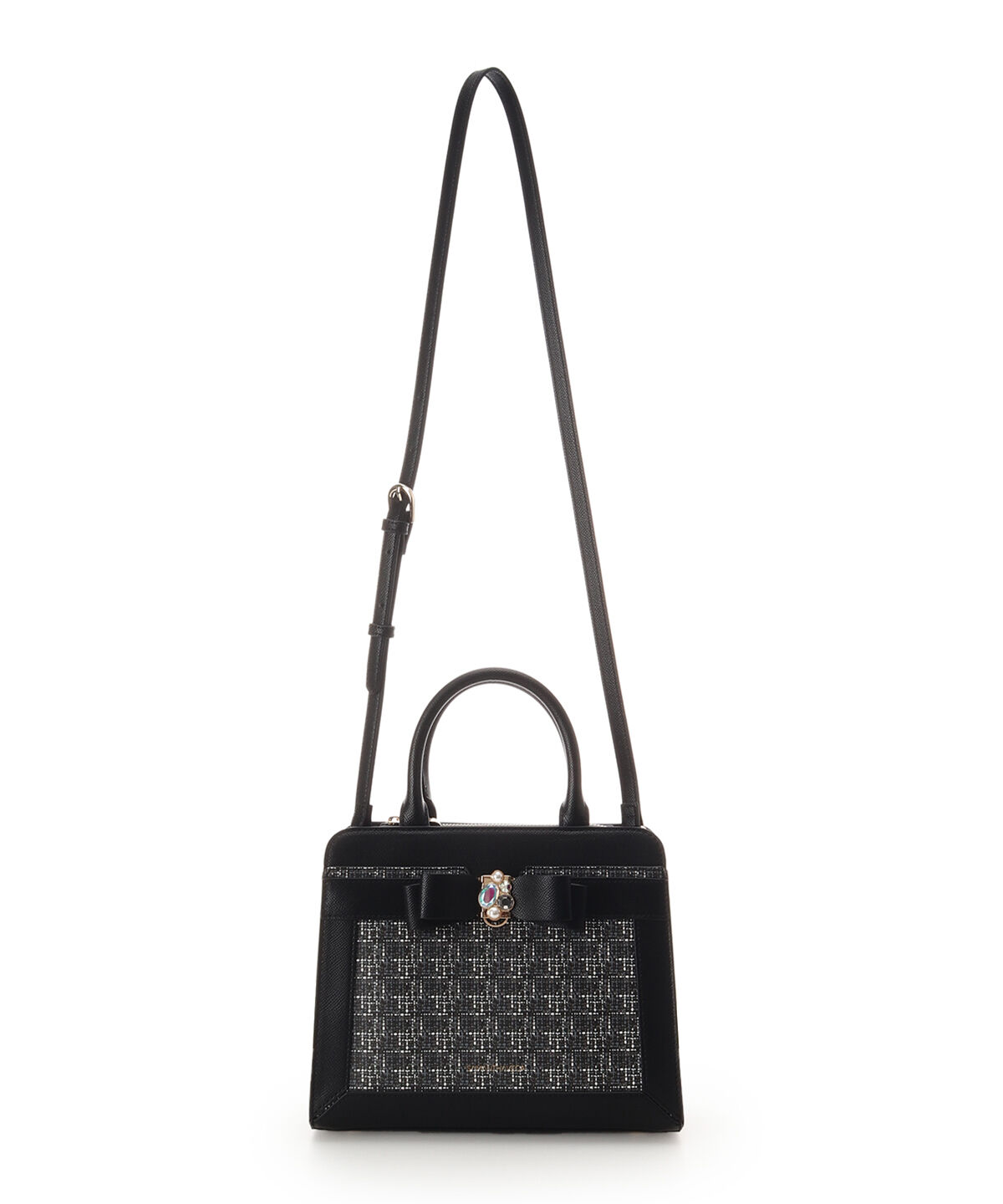 Samantha Vega「ツイードプリントジュエルリボンハンドバッグ」|ハンドバッグ|