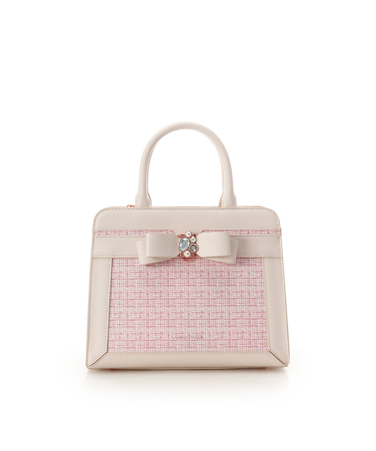 Samantha Vega「ツイードプリントジュエルリボンハンドバッグ」|ハンドバッグ|