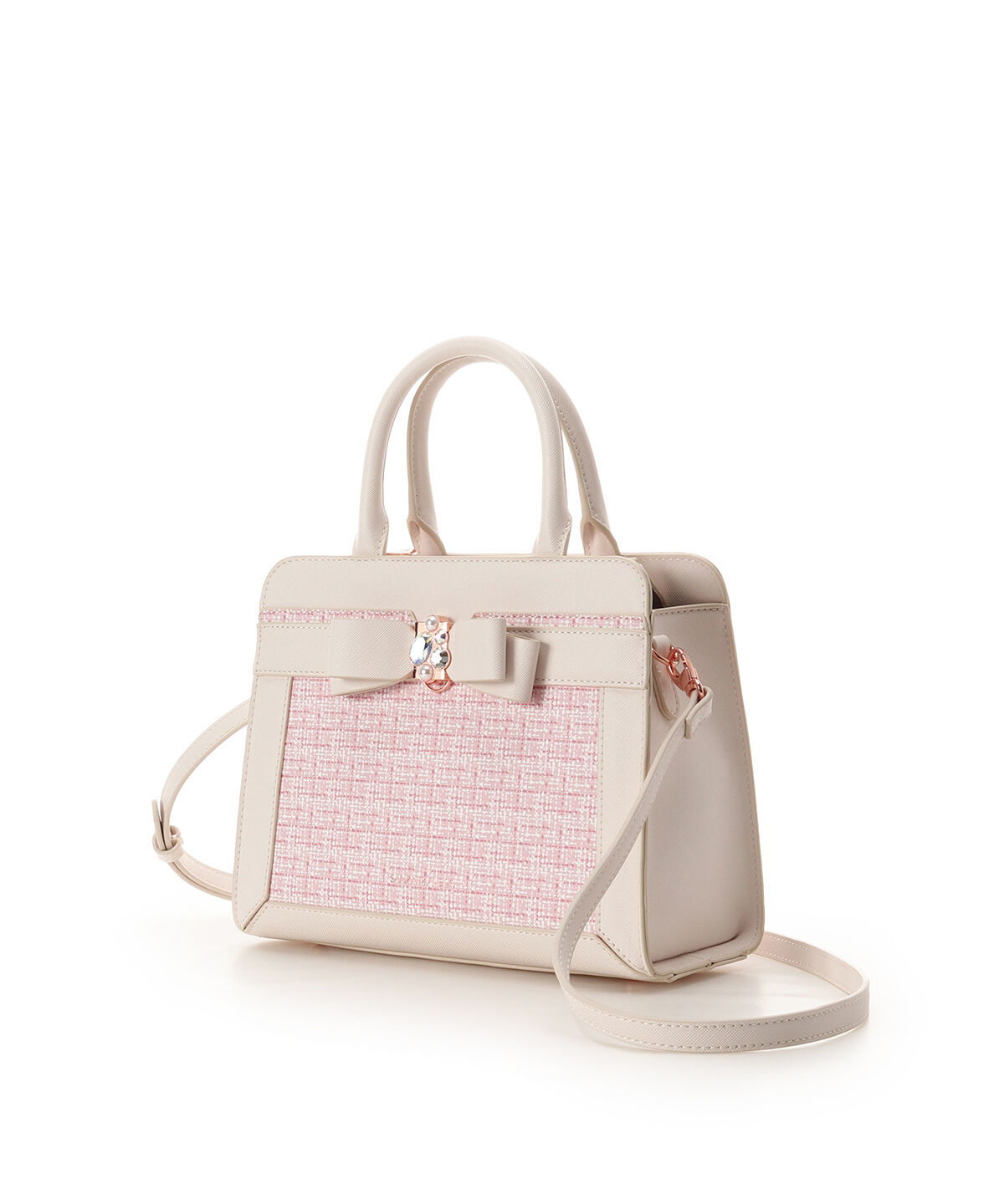 Samantha Vega「ツイードプリントジュエルリボンハンドバッグ」|ハンドバッグ|