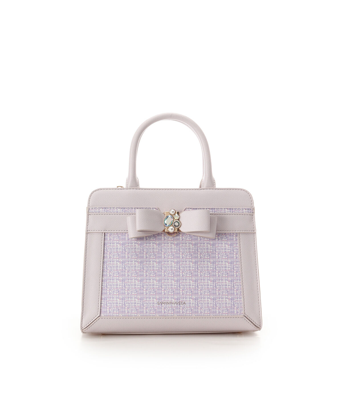 Samantha Vega「ツイードプリントジュエルリボンハンドバッグ」|ハンドバッグ|